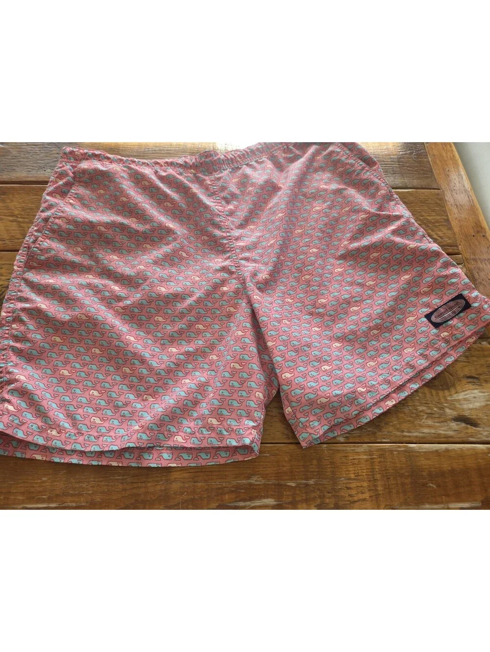 Vineyard Vines Large Pink Blue Whale Chappy Trunks Swim Shorts